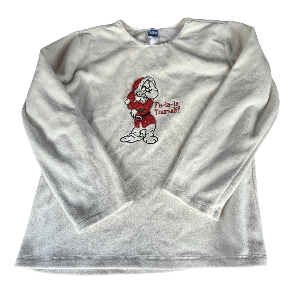 Disney Grumpy "Fa-la-la Yourself!" Santa Fleece Long Sleeve Shirt No Size